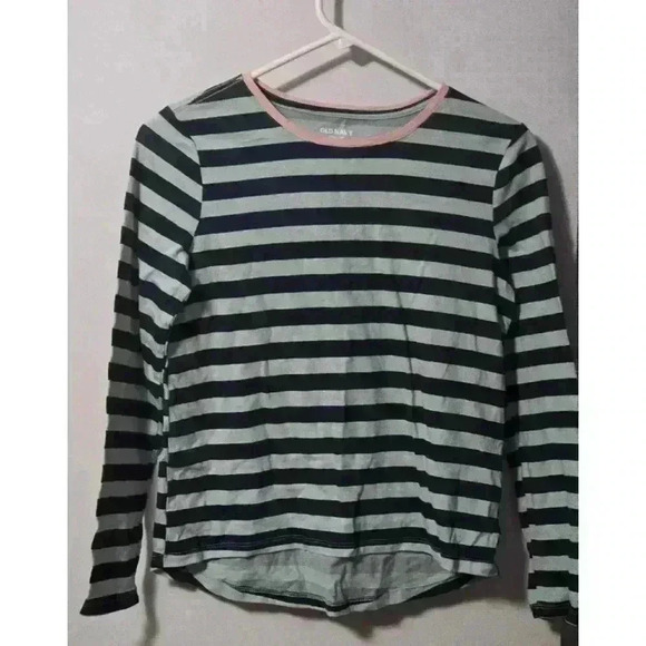 Grils Old‎ Navy Green & Black Striped Long Sleeve T-Shirt Size XL - Picture 1 of 5